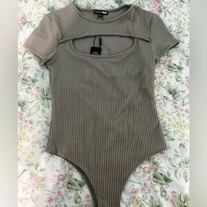 Claudia Cut Out Bodysuit-Stone